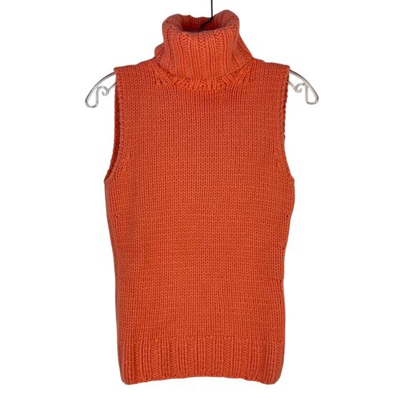 Celine Cashmere Chunky Turtleneck Sleeveless Sweater Peach Size S EUC - Picture 1 of 4